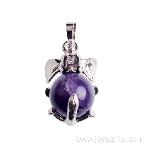 Amethyst Healing Reiki Elephant Pendant Fit Necklace